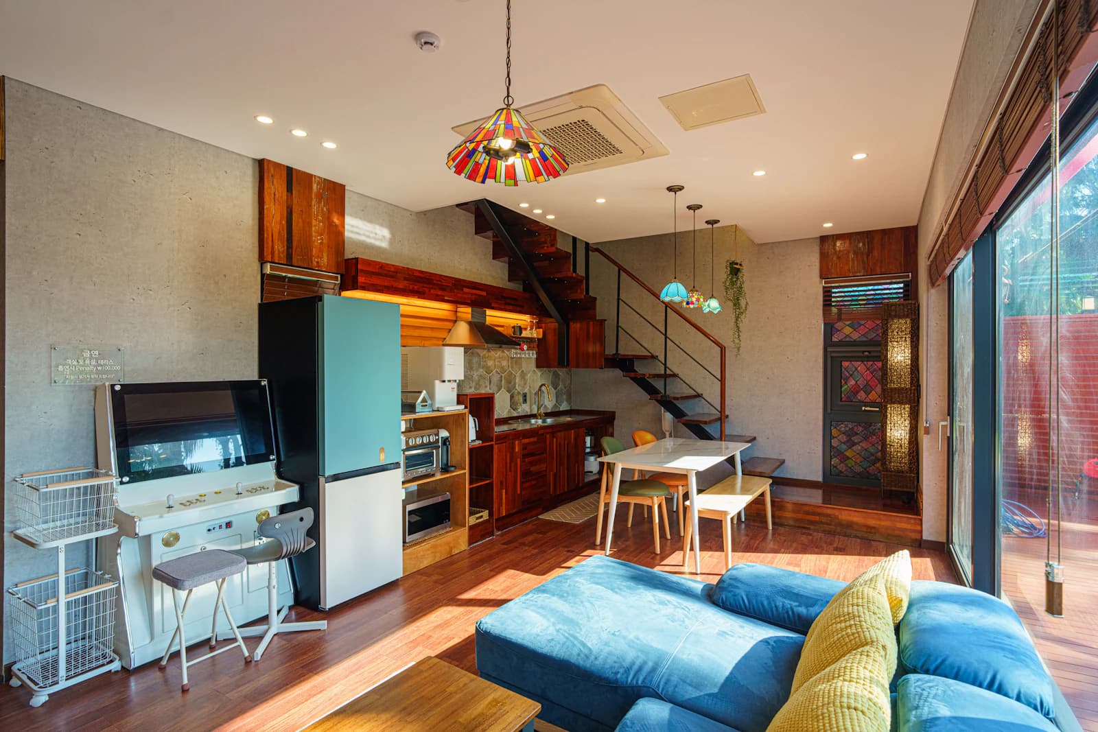 Furnished residential interior with open living space