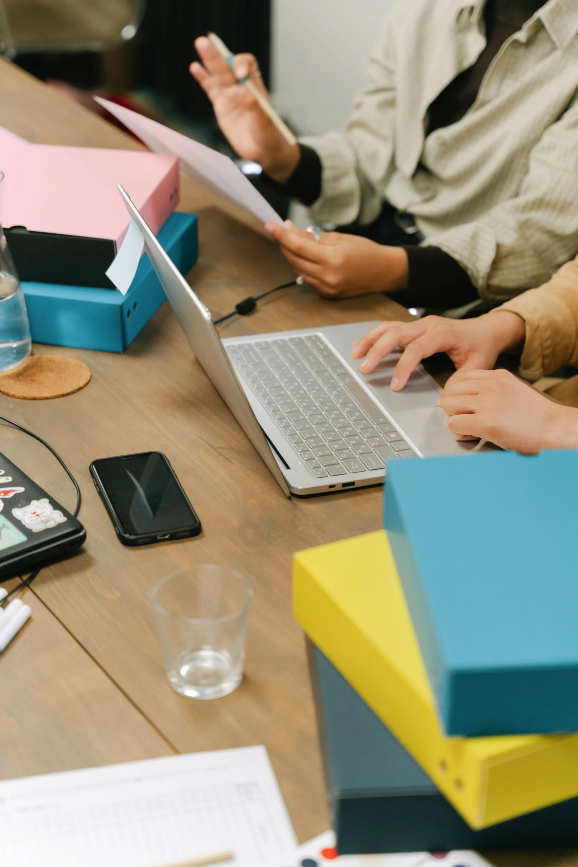 Work being organized around a shared desk