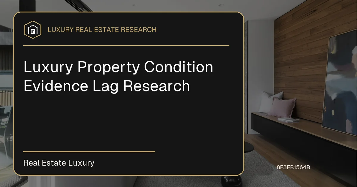 Luxury Property Condition Evidence Lag Research - October 9, 2026