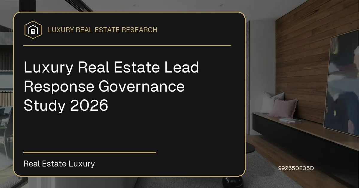 Luxury Real Estate Lead Response Governance Study 2026
